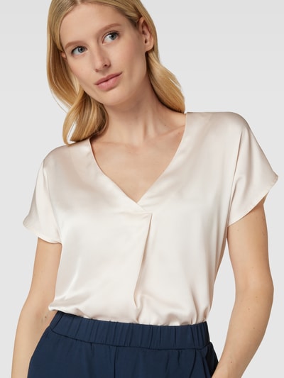 Mango T-Shirt mit V-Ausschnitt Modell 'BILI' Beige 3