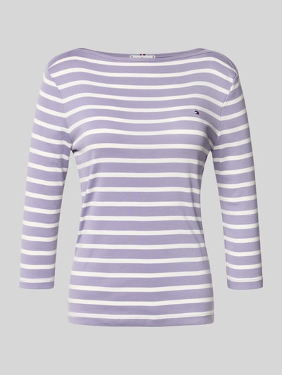 Tommy Hilfiger Bluzka o kroju slim fit z czystej bawełny z rękawem o dł. 3/4 Lawendowy 2