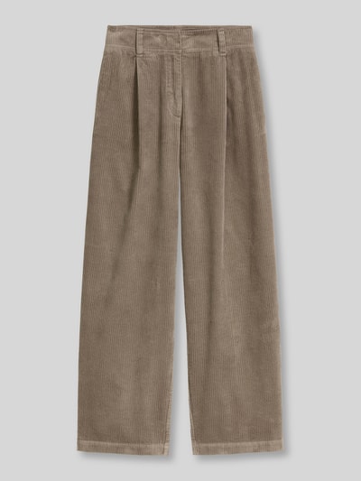 Marc O'Polo Spodnie sztruksowe o kroju loose fit z czystej bawełny z zakładkami w pasie Szarobrązowy 2
