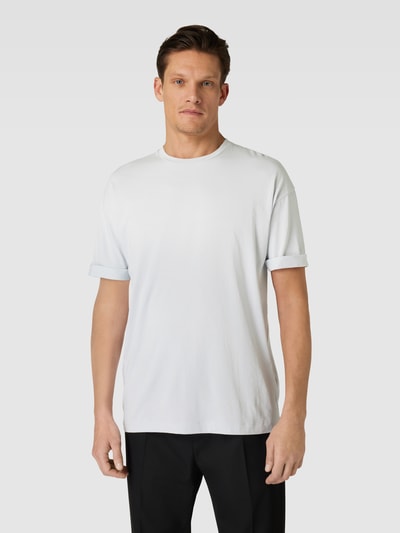 Drykorn T-shirt met extra brede schouders, model 'THILO' Hemelsblauw - 4