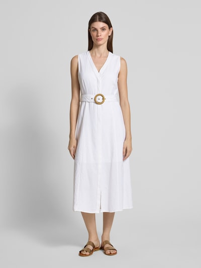 Zero Midi-jurk met V-hals Wit - 4