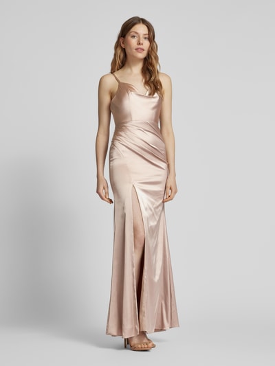 Laona Abendkleid mit seitlicher Raffung Metallic Beige 1