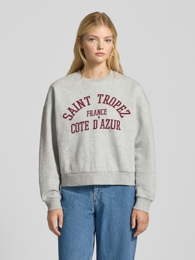 JJXX Oversized Sweatshirt mit Label-Print Modell 'MERLE' Hellgrau Melange 4