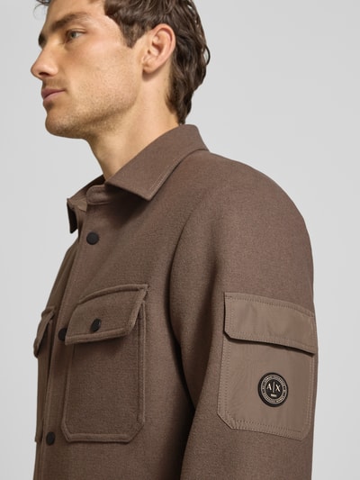 Armani Exchange Regular Fit Hemdjacke mit Kentkragen und Brusttaschen Beige 3