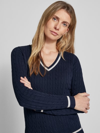 Christian Berg Woman Strickpullover mit gerippten Abschlüssen Dunkelblau 3