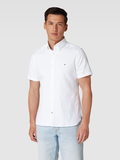 Tommy Hilfiger Freizeithemd mit Button-Down-Kragen Modell 'DOBBY' Weiss 4