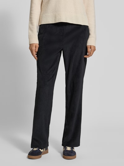 ZABAIONE Spodnie materiałowe o rozkloszowanym kroju z imitacji sztruksu model ‘Magdalene’ Czarny 4