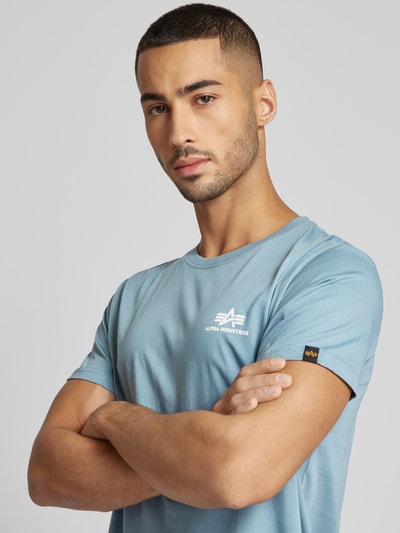 Alpha Industries T-shirt met labelprint, model 'BASIC' IJsblauw - 3