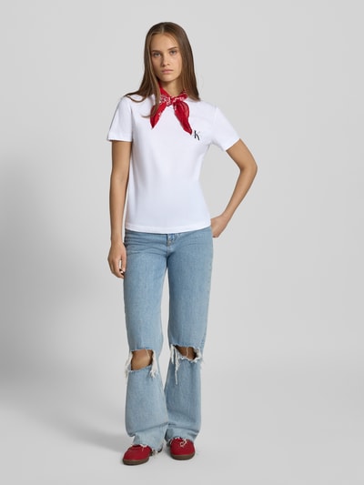 Calvin Klein Jeans T-shirt met labelprint in een set van 2 stuks Zwart - 1