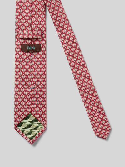 Produktfoto, Krawatte aus Seide mit Allover-Muster von Blick in klassischer Form mit Label-Patch und Einstecklasche, Breite 8 cm, Rot-Weiß