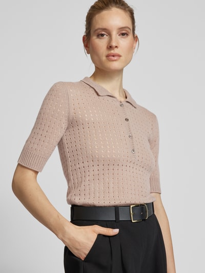 (The Mercer) N.Y. Kaschmirstrickshirt mit Lochmuster Taupe 3