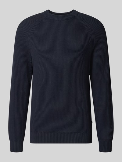 Produktfoto, Regular Fit Pullover aus Puur katoen Model 'Hellson' van Matinique in donkerblauw met tricotlook en elastische boordjes, heren pullover