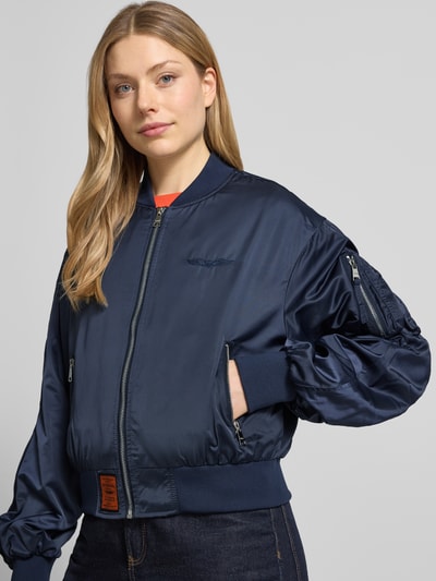 Original Bombers Bomberjack met ritszak op de mouw Marineblauw - 3