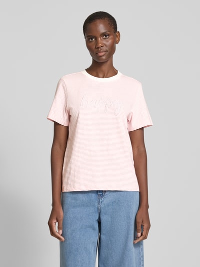 s.Oliver RED LABEL Regular fit T-shirt van puur katoen met tekst in sierkralen Roze - 4