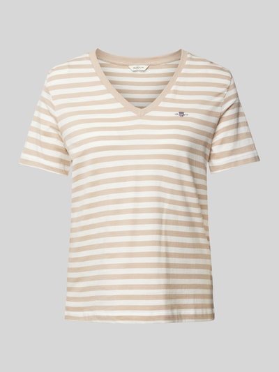 Gant T-Shirt mit Label-Stitching Sand 2