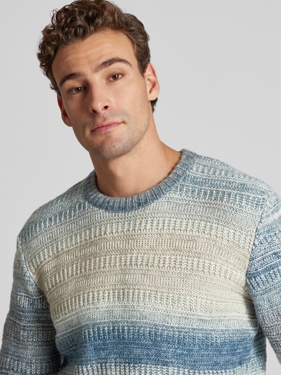 Tom Tailor Regular Fit Strickpullover aus Baumwoll-Mix mit Farbverlauf Rauchblau 3