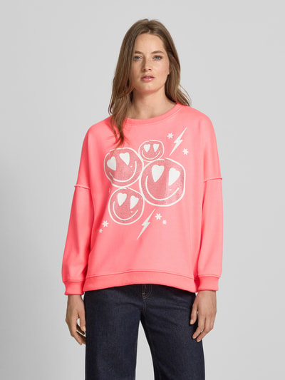 miss goodlife Oversized sweatshirt van katoenmix Neon roze - 4