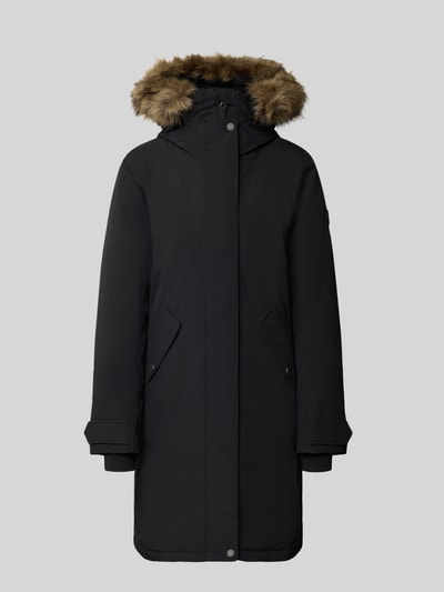 Produktfoto, schwarzer Regular Fit Parka mit Kunstfellbesatz Modell 'ERNA' von Didriksons, wasserabweisend, Kapuze, Thermore Füllung