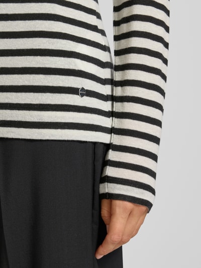 Windsor Shirt met lange mouwen en geribde ronde hals Zwart - 3