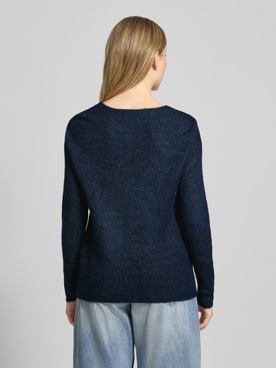 VERO MODA Regular fit gebreide pullover met V-hals, model 'CREWLEFILE' Marineblauw gemêleerd - 5