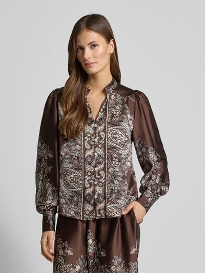 Neo Noir Relaxed Fit Bluse mit Allover-Paisley-Print Modell 'Massima' Dunkelbraun 4