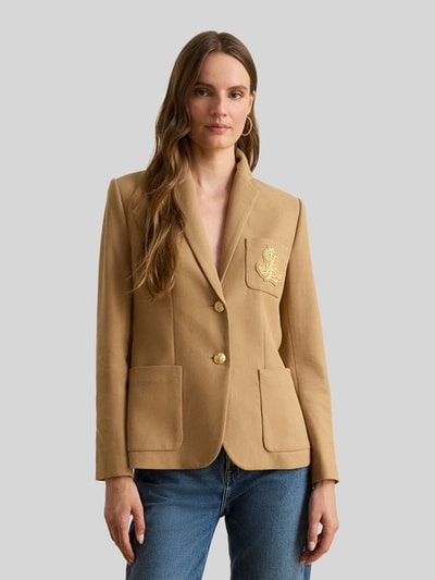 Lauren Ralph Lauren Kurzblazer mit Logo-Stickerei Camel 4