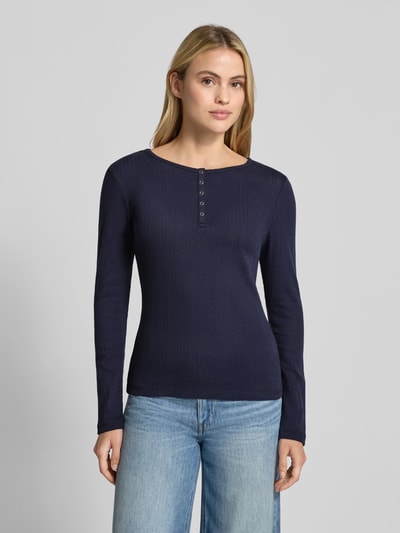 Christian Berg Woman Longsleeve mit Rundhalsausschnitt und Knopfleiste Dunkelblau 4