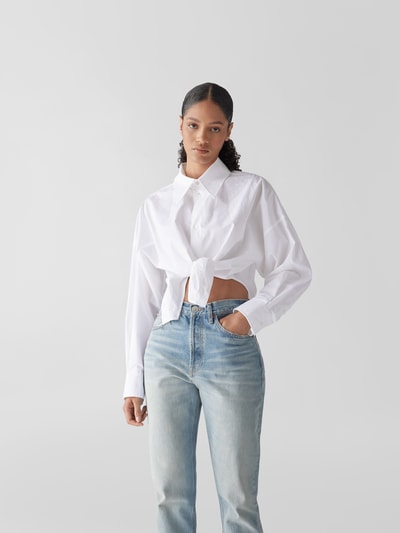 Maison Margiela Cropped Hemdbluse mit Knopfleiste Weiss 4