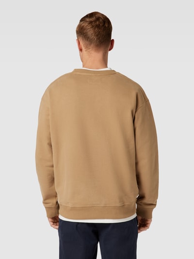 Marc O'Polo Sweatshirt met labelstitching, model 'Chevignon' Hazelnoot - 5