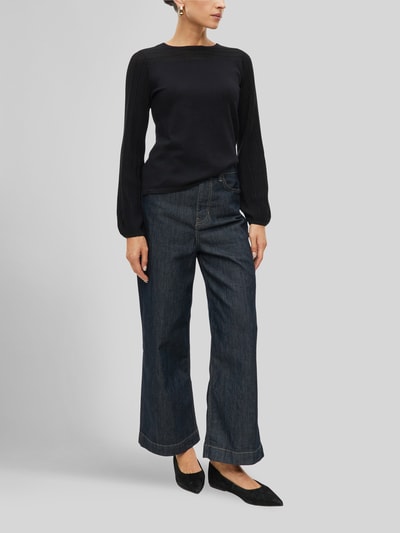 s.Oliver BLACK LABEL Regular Fit Strickpullover aus Viskose-Mix mit plissierten Ballonärmeln Black 1