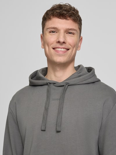 HUGO Bluza z kapturem o kroju relaxed fit z czystej bawełny model 'DAPO' Antracytowy 3