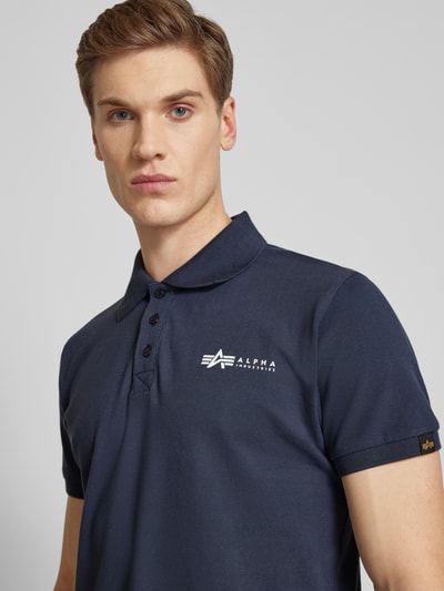 Alpha Industries Regular fit poloshirt met labelprint Donkerblauw - 3