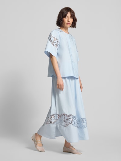 MOS MOSH Regular Fit Bluse mit Spitze Modell 'Rooma Cotoni' Hellblau 1