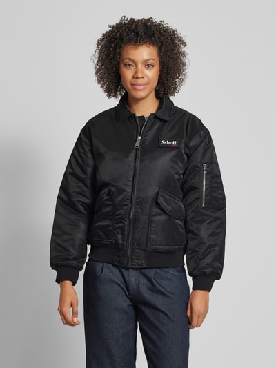 Schott NYC Blouson met labelpatch, model 'DAN' Zwart - 4