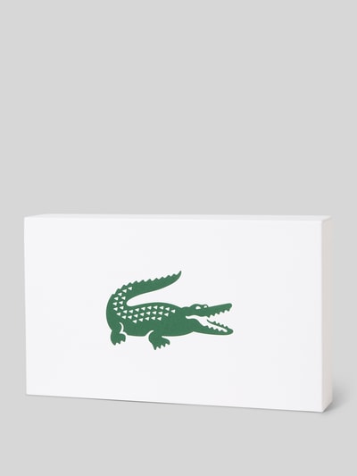 Produktfoto, Portemonnaie mit Allover-Muster Modell 'Noir Gris' von Lacoste in Rechteckig aus Kunstleder, Logo-Applikation, Logo-Design, Optik:Allover-Muster, ohne Verschluss, Aufteilung: Geldscheinfach, Münzfach, Kartenfächer.
