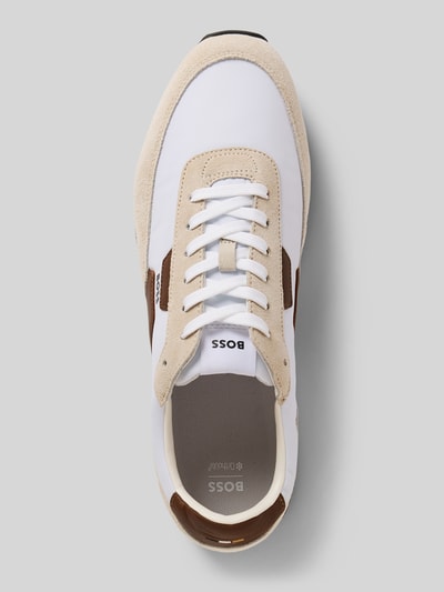 BOSS Low Top Sneaker mit Lederdetails Weiss 3