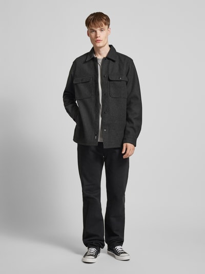 Only & Sons Regular fit overhemdjack met paspelzakken op de borst, model 'ASH' Zwart - 1