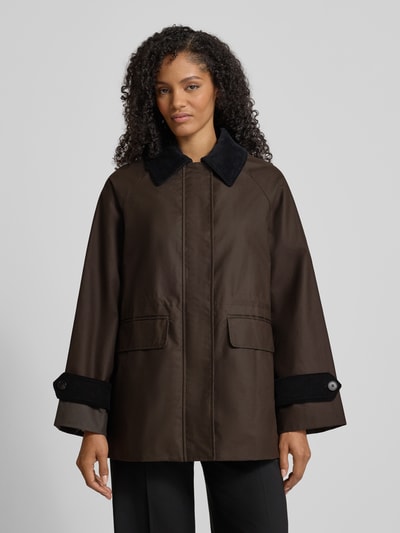 Selected Femme Regular Fit Jacke aus gewachster reiner Baumwolle Modell 'WILMA' Dunkelbraun 4