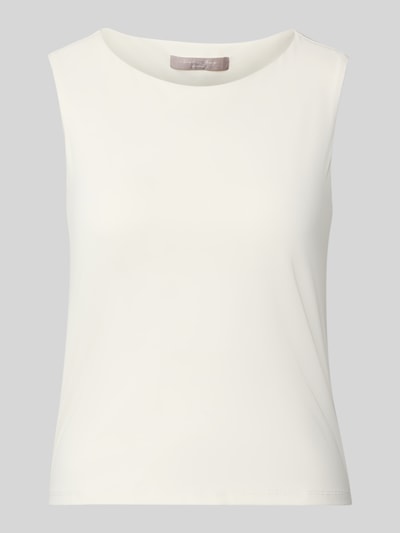 Produktfoto, Top mit Rundhalsausschnitt von Christian Berg Woman Selection, weiß, glatte Textur, gerader Schnitt, elastischer Material-Mix