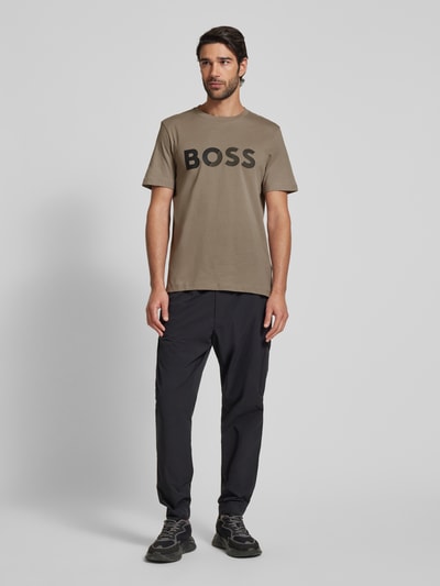 BOSS Green T-Shirt mit Label-Print Beige 1