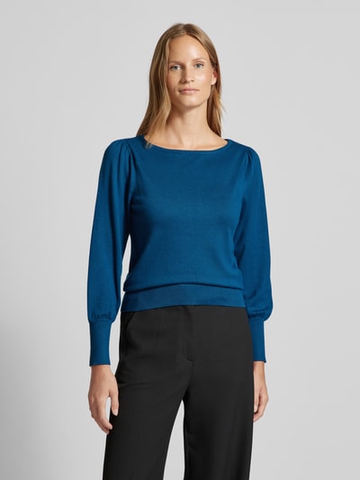 Zero Gebreide pullover met boothals Koningsblauw - 4