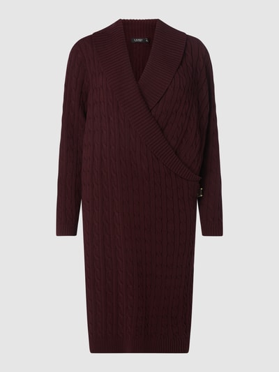 Lauren Ralph Lauren Curve PLUS SIZE gebreide jurk in wikkellook  Donkerrood - 2