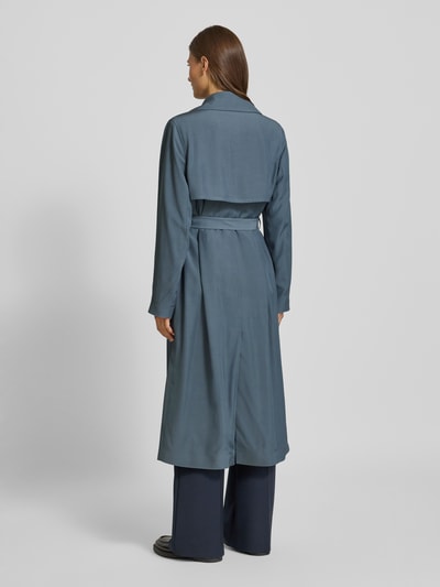 BOSS Regular fit trenchcoat met strikceintuur Rookblauw - 5