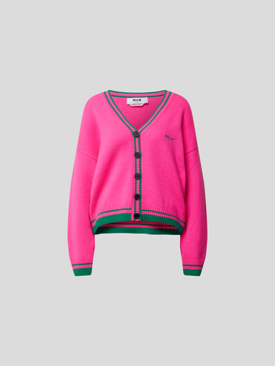 MSGM Strickjacke mit Label-Stitching Fuchsia 2