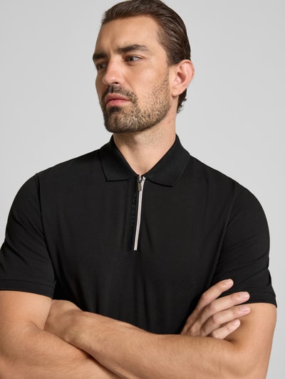 bugatti Regular Fit Poloshirt mit Reißverschluss Black 3