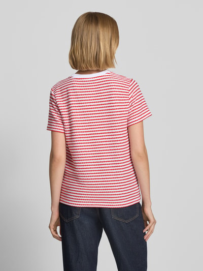 monari T-Shirt mit Strukturmuster und Rundhalsausschnitt Rot 5