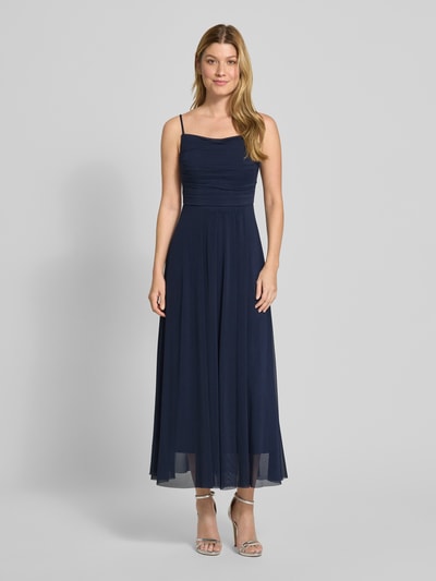 TROYDEN COLLECTION Cocktailkleid mit Spaghettiträgern und Raffungen Dunkelblau 4