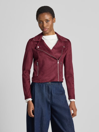 VERO MODA Regular Fit Kunstlederjacke mit Riegeln am Rumpf Modell 'JOSE' Mauve 4