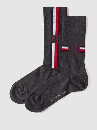 Tommy Hilfiger Socken mit Label-Print im 2er-Pack Mittelgrau Melange 1