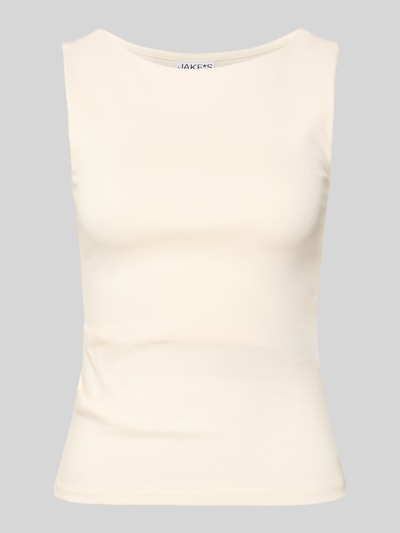 Produktfoto, Top mit breiten Trägern und Rundhalsausschnitt von Jake*s Casual aus Baumwoll-Mix mit Stretch-Anteil, cremefarben, körpernaher Schnitt